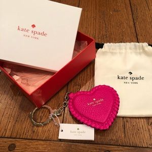 NEW! Pink heart leather Kate Spade keychain